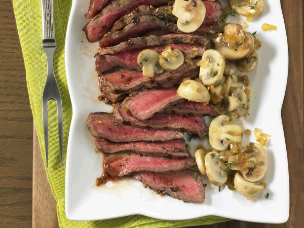 Strip Loin Steak with Sautéed Mushrooms Recipe
